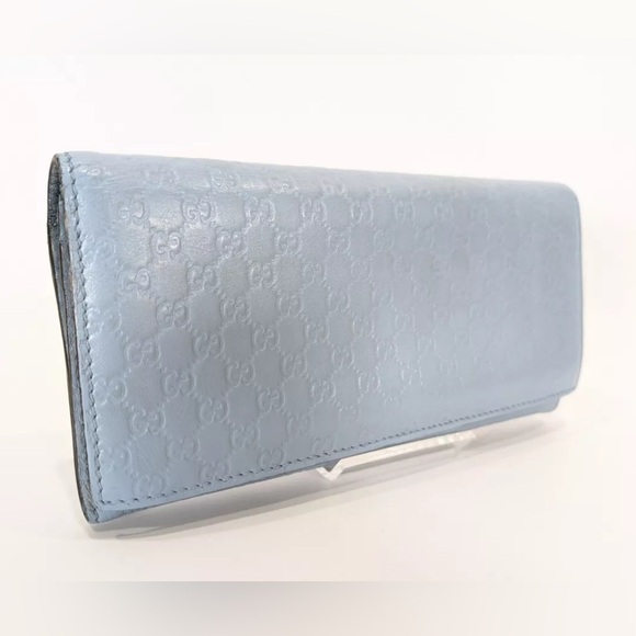 Authentic Gucci micro sima wallet purse blue leather GG monogram - Picture 3 of 16